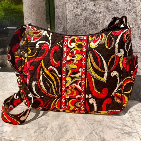 Vera Bradley On The Go Puccini Crossbody Bag Side Pockets Cotton Lightweight EUC - Picture 1 of 13